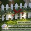 MicoLandscape Christmas Elf Fairy Garden Miniature Wooden Fence Handmade LED Light String Vine Landscape Greenery Evergreen Prop