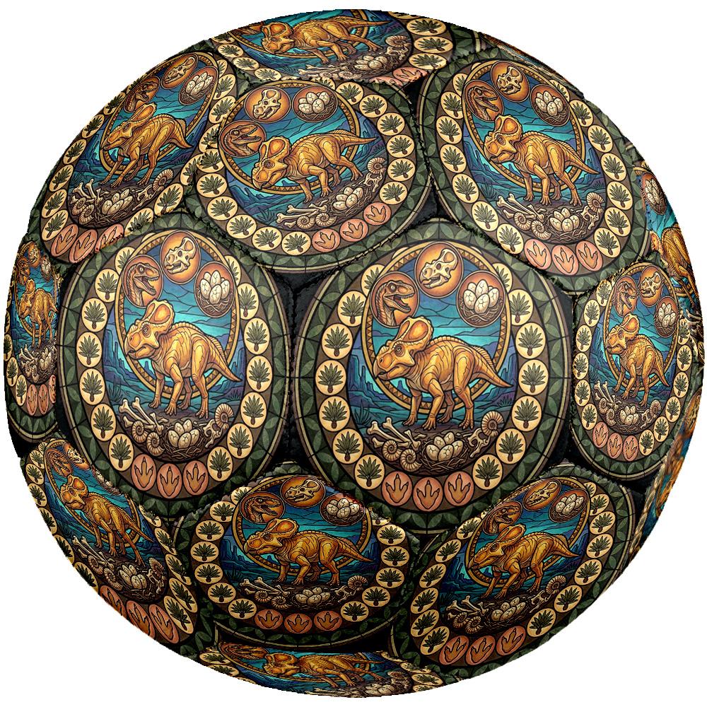 Dinosaur Glass Art Round Football Size 5 Adult Ball Suitable for Training Matches and Outdoor Team.