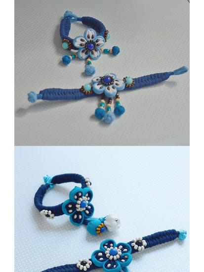 Yunnan Dali Handgefertigtes Ethnisches Batikstoff-Armband - Blau & Weiß Reiseschmuck