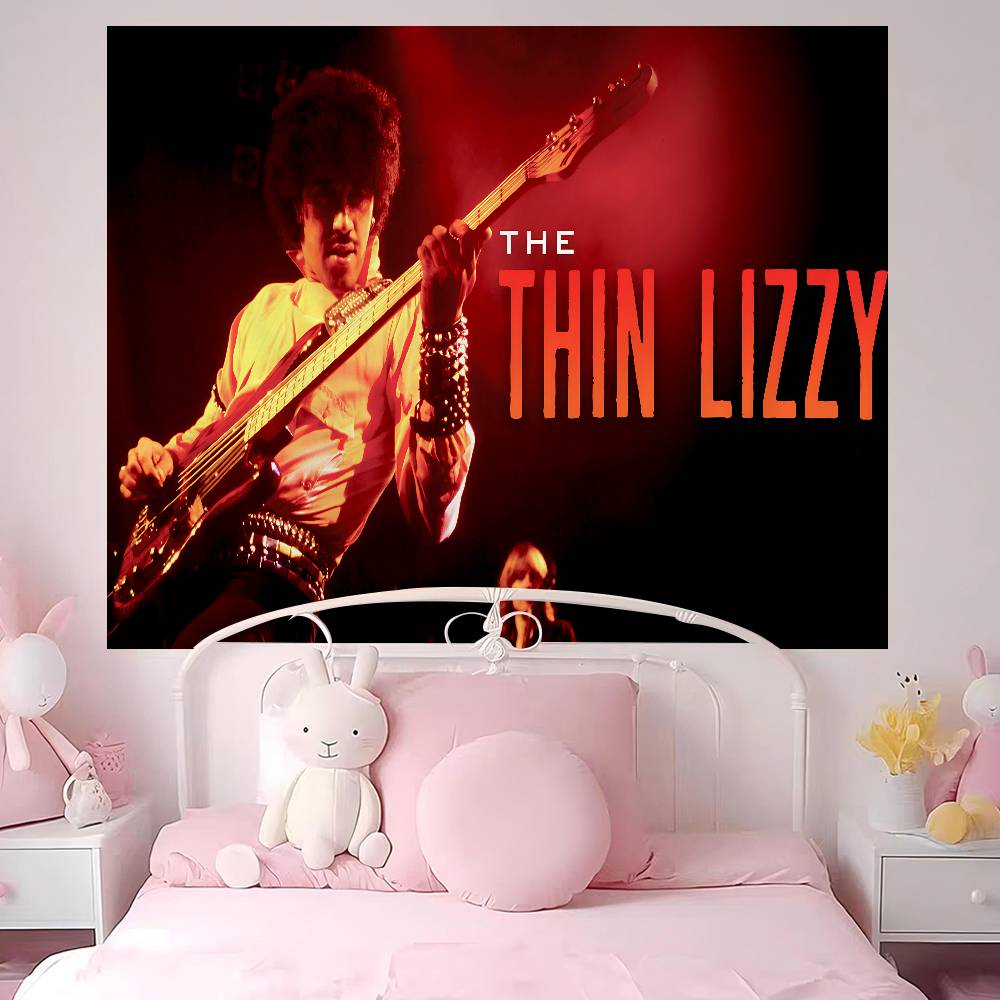 Rock Band TThin LizzyS Anime Tapestry Hippie Flower Wall Carpets Dorm Decor Cheap Hippie Wall Hanging
