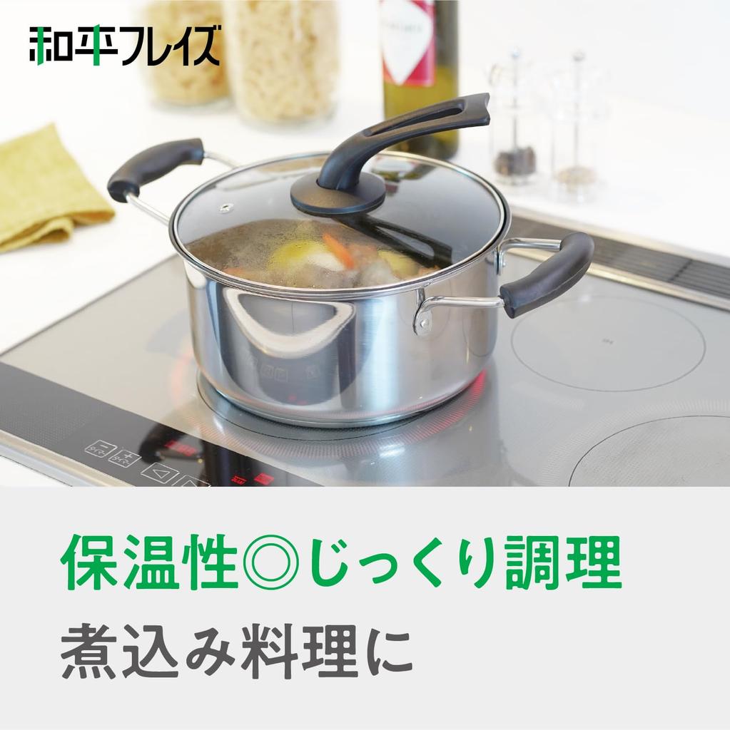 Wahei Freiz Non-stick Stainless Steel Double-Handled Pot, 24cm, Fluororesin Coating, PFOA-Free, IHGas Compatible, Stainless Steel RB-2892