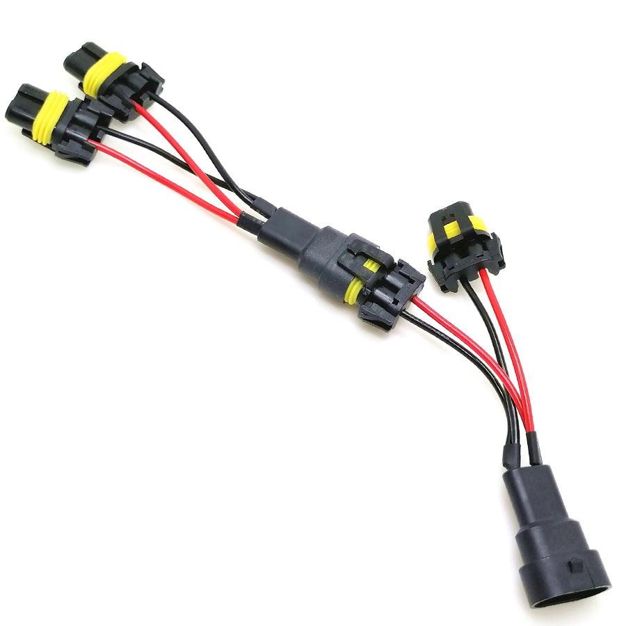 2Pcs HB3 9005 HB4 9006 Socket Adapter Cable One Male To Two Female Plug Conversion Wiring Harness Connector