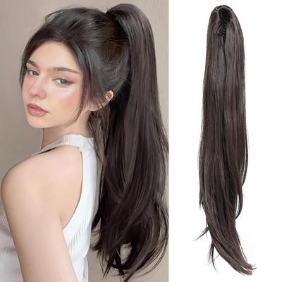 Synthetic Wig Women Straight Ponytail Hair Extension Wig Small Clip-in Style Medium Length Straight Ponytail