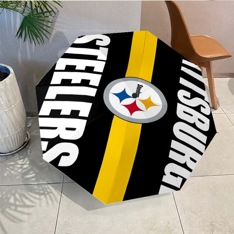 Pittsburgh Steelers Logo Umbrella - Automatic Open/Close, Compact 8-Rib Lightweight Umbrella Essential for outdoorPicnic Accessory Fan Gifts