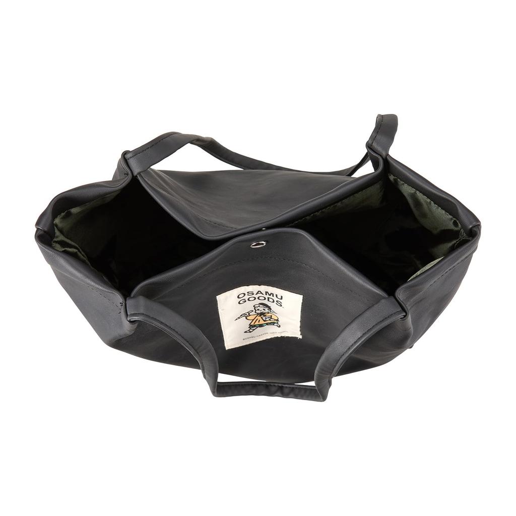 [Sifre] Synthetic Leather Handle Tuck Tote Bag, A4 Size Fit, 12cm Depth, Magnetic Buttons, Osamu Goods, Women's, OG14. Black Jill