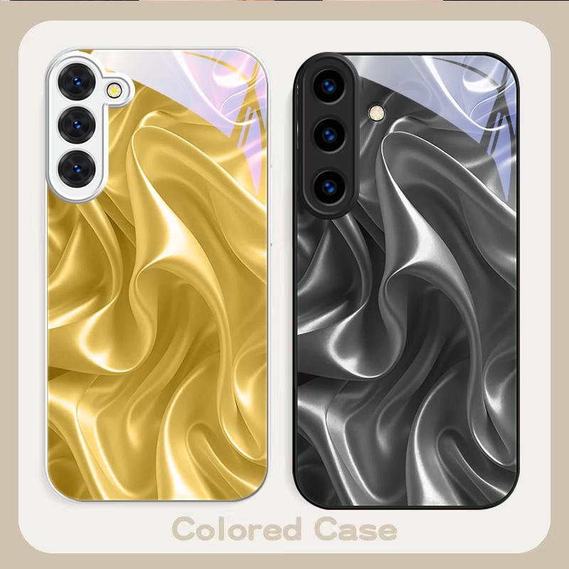 The golden silk of waves For Samsung S26 S22 S8 S9 S10 S20 Ultra S21 Pro S22 Plus S23 FE S24Ultra S25 Edge S24+ Glass Phone Case