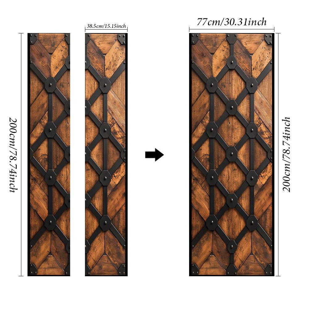 1Pcs Modern PVC Wood Door Sticker, Peel and Stick Mural, Self-Adhesive Removable Door Decal, Elegant Poster for Bedroom Living Room Door