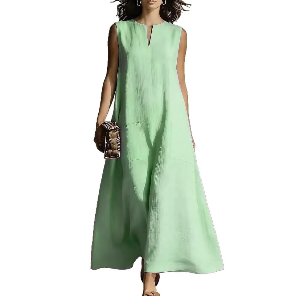 2626 Spring and Summer European and American New Women's Casual Simple Sleeveless Dress