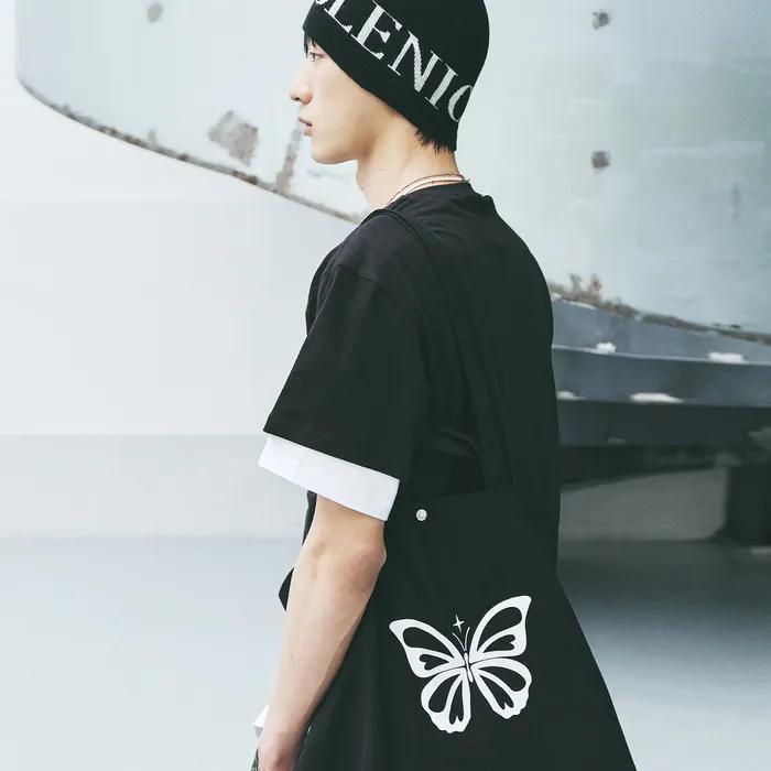 BUTTERFLY GRAPHIC CANVAS BAG_BLACK