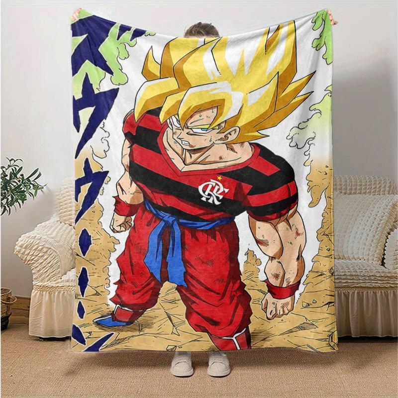 1pc Super Saiyan Flamengo Flannel Blanket Soft Warm Throw Blanket for Bedroom Living Room Bed Travel Camping Picnic Gift. MT7160186