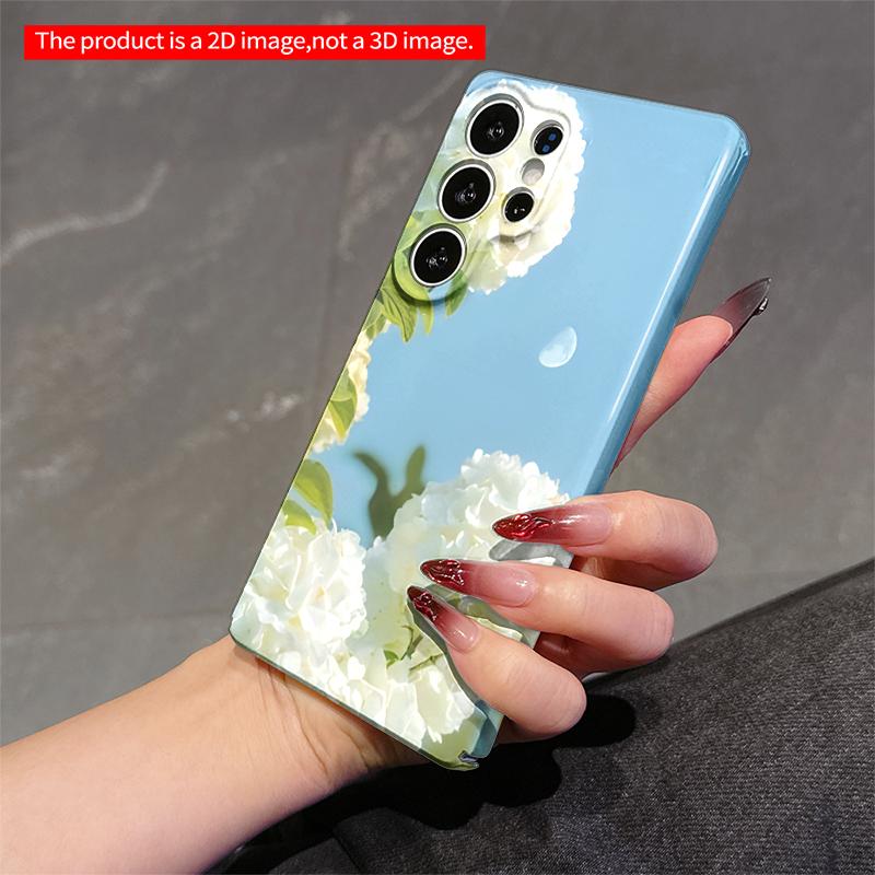2DFlat Samsung phone case White Hydrangea Blooms on Blue Sky Applicable to Galaxy S23 S24 S25ULTRA S26 A12 A14 A15 A16 A54 A55