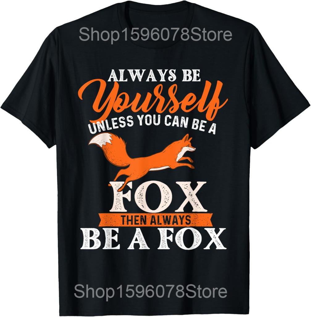 Fox Japanese Funny Fox Animals Educational T Shirts Men Humor Streetwear Tee Shirt Short Sleeve Unisex Loose Clothing