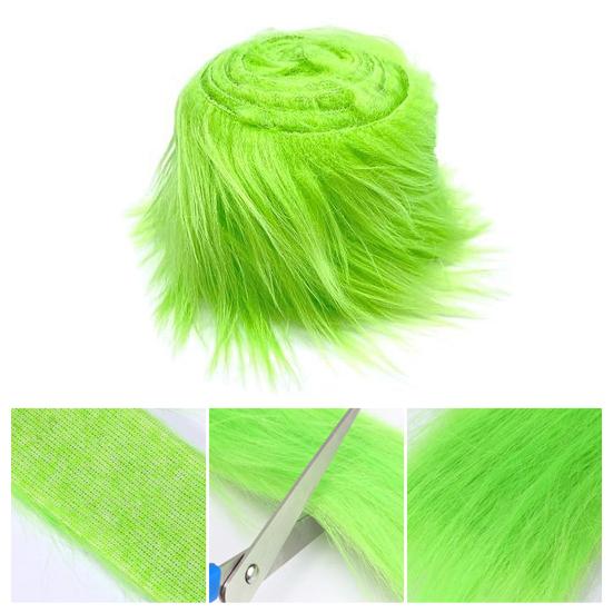 Fuzzy Kunstfellstreifen 5ft Zotteliger Plüschstoff Vorgeschnittener Streifen Flauschiger Nicht-Haarender Pelzstreifen für Zwergpuppenbärte Hutedges DIY-Bastelarbeiten Weihnachtsdeko