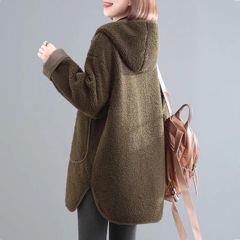 Women's Winter Loose Thicken Cotton Jacket Ladies Hooded Warm Long Parkas Overcoat