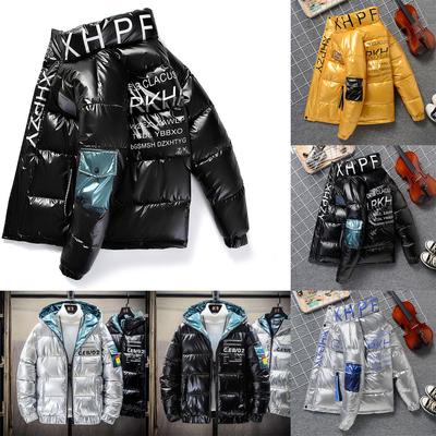 Winter Stand Collar Glossy Jacket Men's Fashion Thick Warm Jacket Cotton Jacket Glossy Down Jacket Windproof Jacket