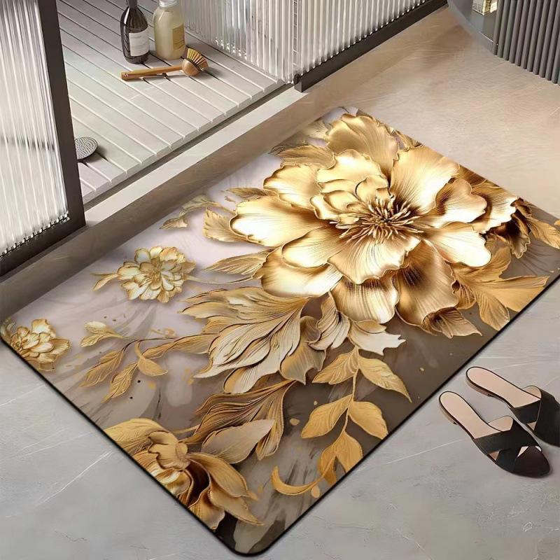 3D Flower Floor Mat Bathroom Absorbent Quick Drying Anti Slip Foot Mat Bathroom Kitchen Floor Mat