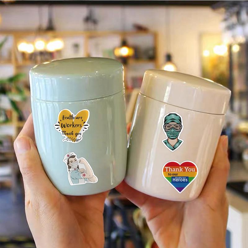 Nálepky zdravotní sestry (50 ks), Cartoon Medical Vinyl Decal, Waterproof Nursing Sticker Pack Pack Perfektní pro MacBook, láhev na vodu, notebook, telefon, vodní baňku