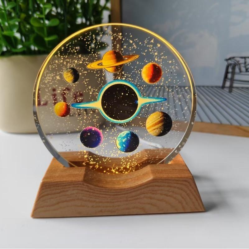 1SET starry sky universe galaxy 3d three-dimensional laser color printing inner engraving crystal ball luminous night light ornament
