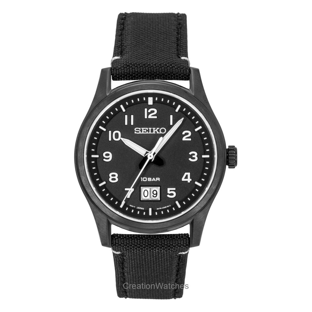 

Seiko Классический нейлоновый ремешок Черный циферблат Кварцевые SUR571P1 100М Мужские часы чёрный