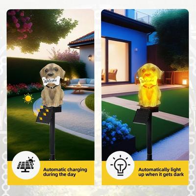 Żywiczna Lampa Trawnikowa Pies Ptak Sowa Zasilana Słońcem Solarna Lampa LED Dekoracja Ogrodowa Zewnętrzna Wodoodporne Lampy Solarnie