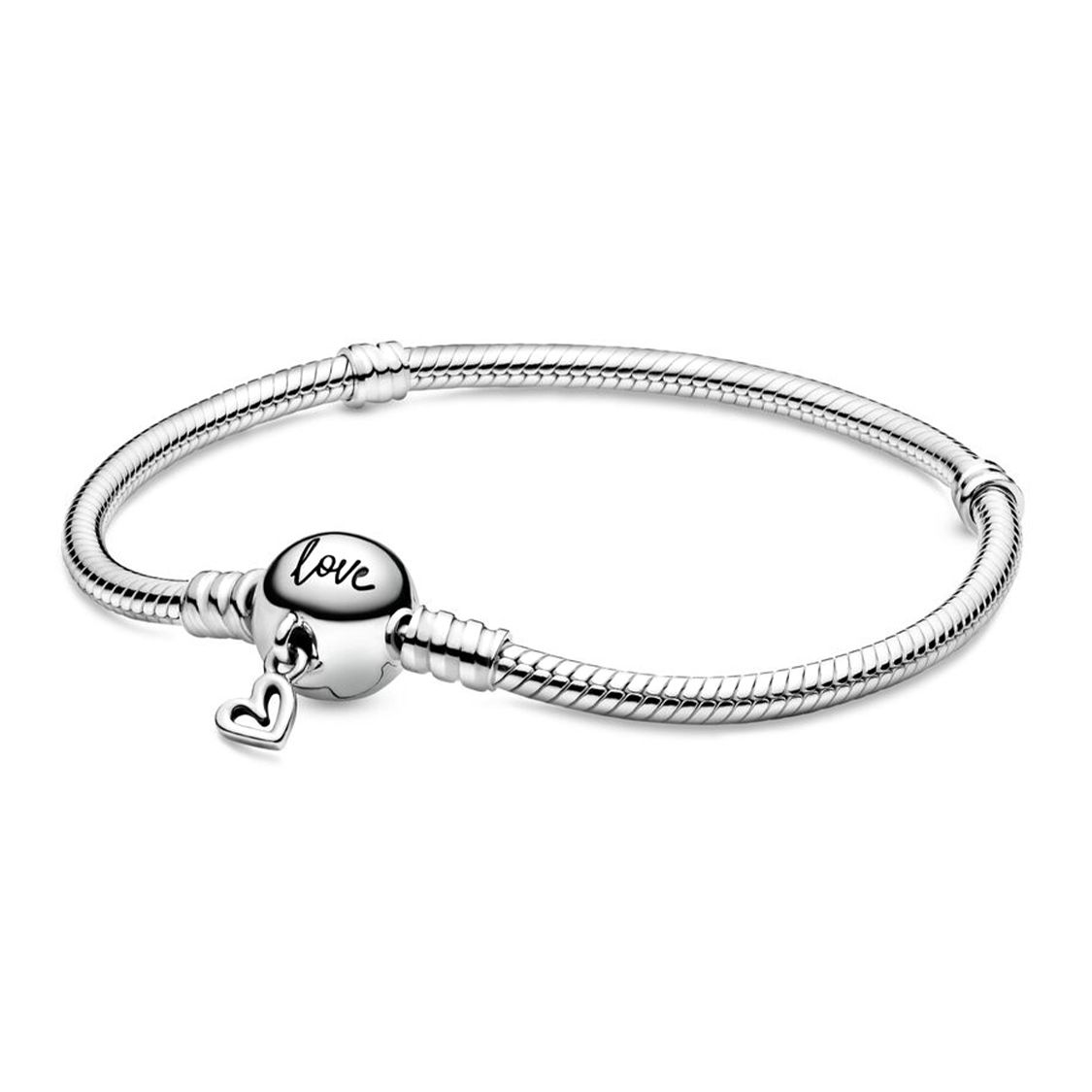 Pandora Moments Hand-Painted Heart Chain Snake 925 Silver Bracelet Women bracelet 598698C00 17