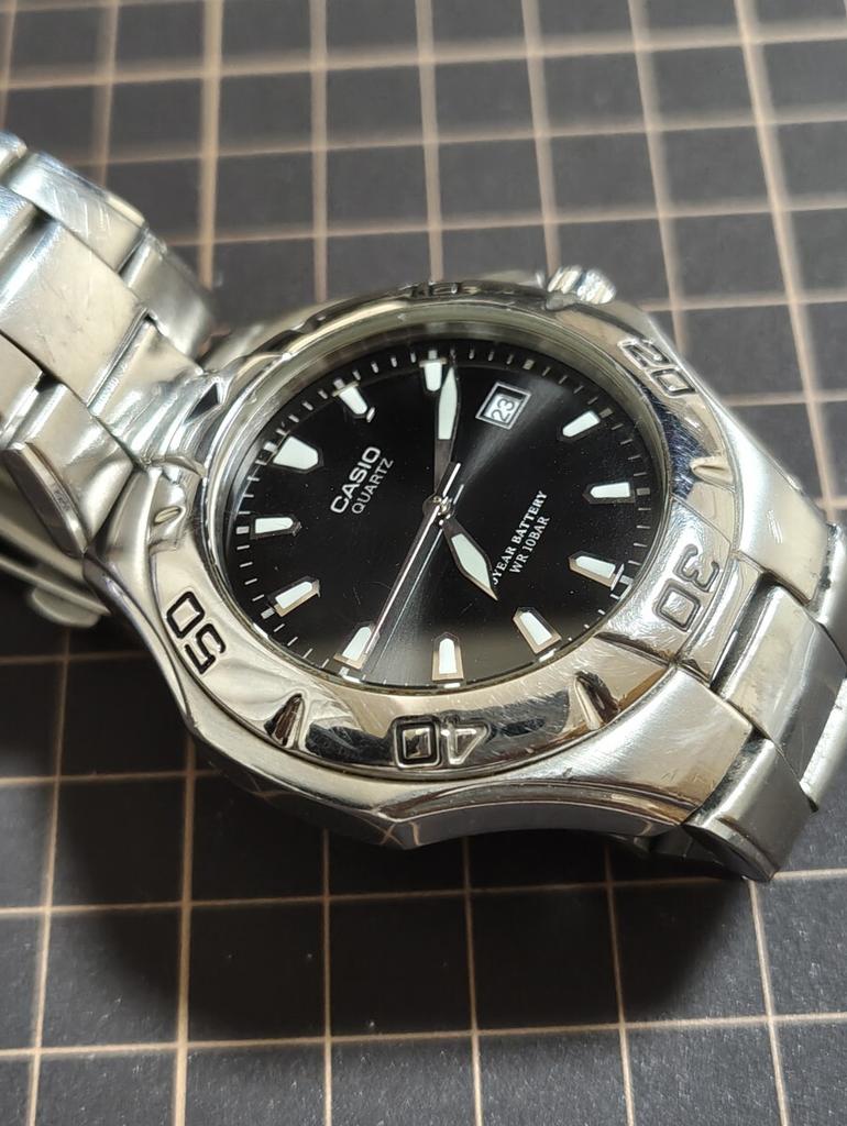CASIO Diver Date Black Analog Quartz Watch MTD-1044, Men's, Dial