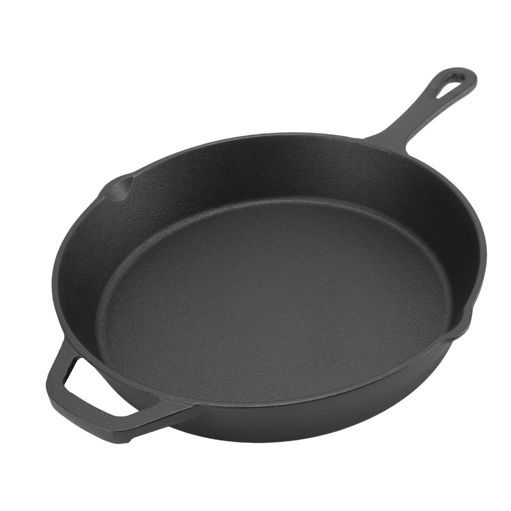 Frying Pan Cast Iron Skillet Uncoated Kitchen Fry Pan Grill Cookware for Indoor Outdoor Camping