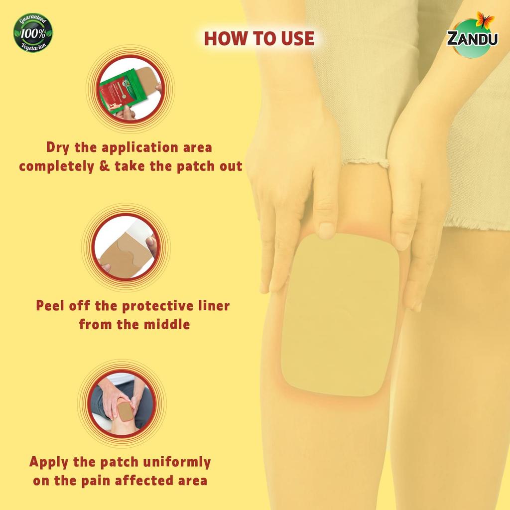 Zandu Ayurvedic Knee Pain Relief Patch Pack of 1X 5 Patches for Joint and Muscle Comfort 8 Hours Relief
