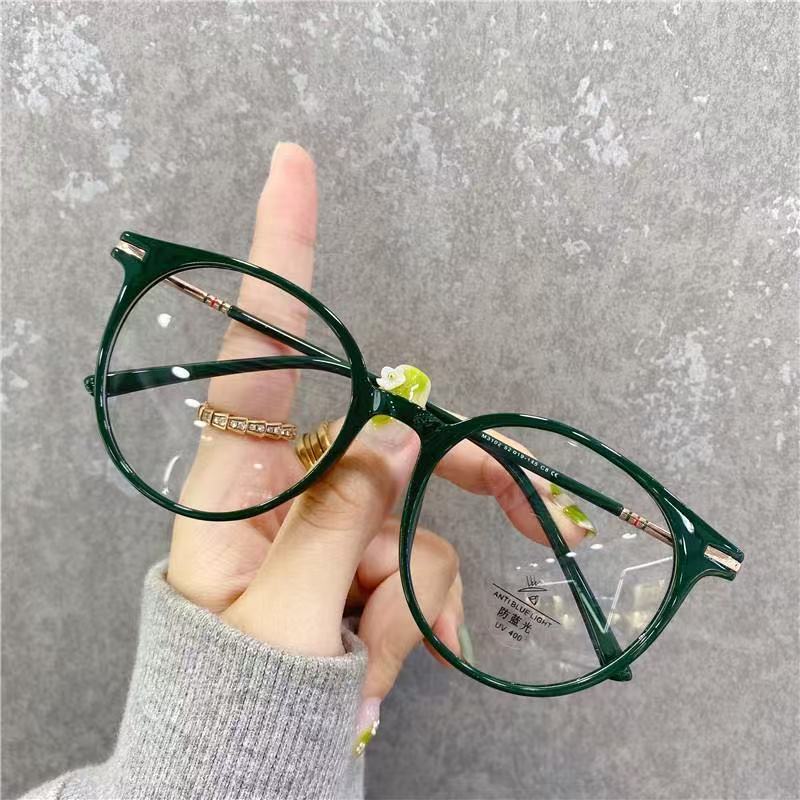 Color Metal Tr Glasses Frame Women'S Plain Anti-Blue Flat Glasses Can Be Matched With Myopia Glasses