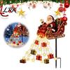 Festive Walkway Lighting for Winter Santa Sleigh Figurine Light, Solar Powered Christmas Garden Stake Warm White Star String Lights Pouring