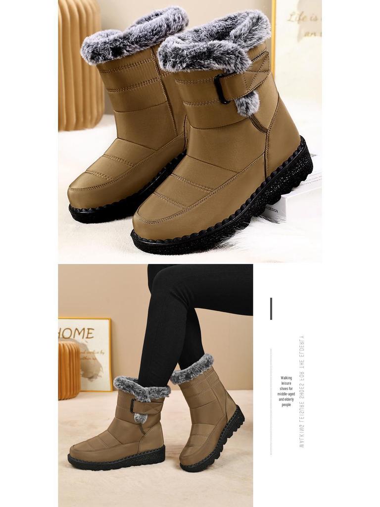 Women's High-Top Winter Snow Boots with Thick Velvet Lining for Warmth and Comfort