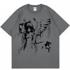 2025 Trend Harajuku Japanese Anime T-shirt Cartoon Angel Wings Graphic T-shirt 100 Cotton Y2K Top Street T-shirt
