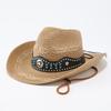 Straw Retro Warped Edge Western Cowboy Hat American Big Brim Sun Protection Straw Hat Summer Beach Hat