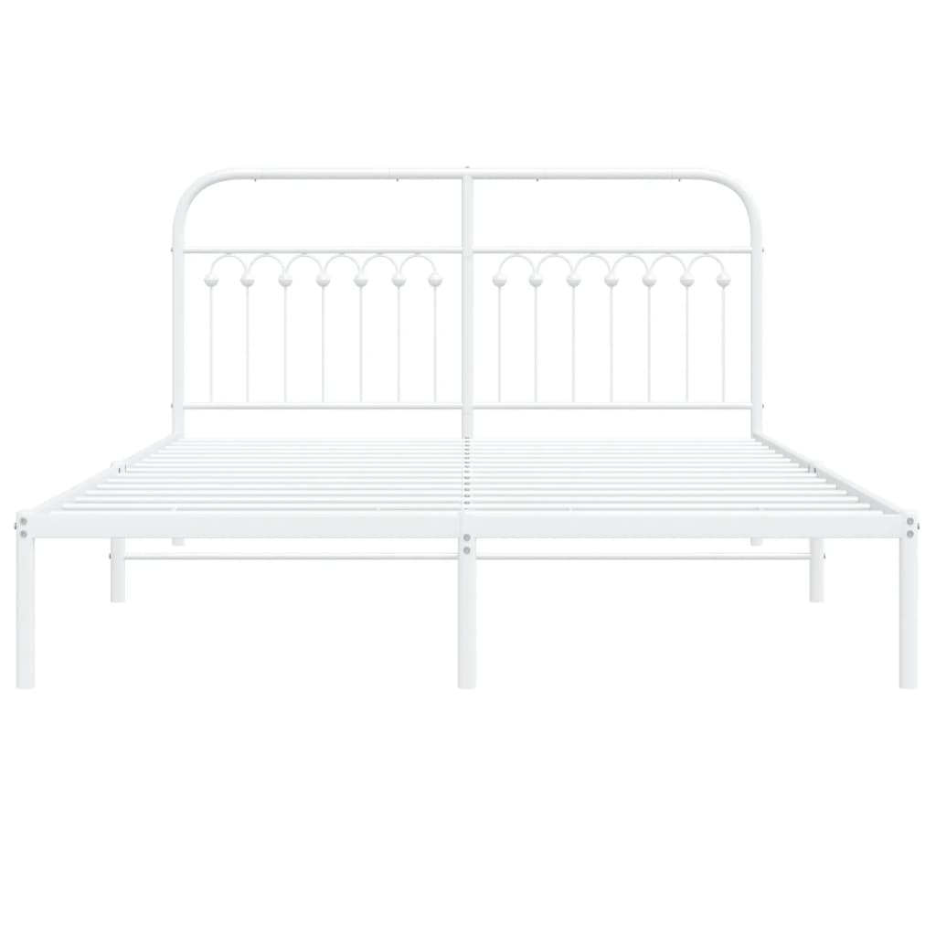 Metal Bed Frame with Headboard White 150 x 200 cm