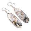 Natural Lace Agate Gemstone Handmade 925 Sterling Silver Earring 2.25" AE-11560