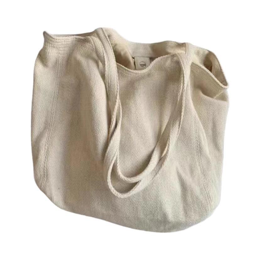 Large Capacity, Korean Version Bag, Women's, Twill Canvas, Commuting Shoulder Bag, Hand-held Casual Women's Bag, Simple, Lazy, Shopping Bag