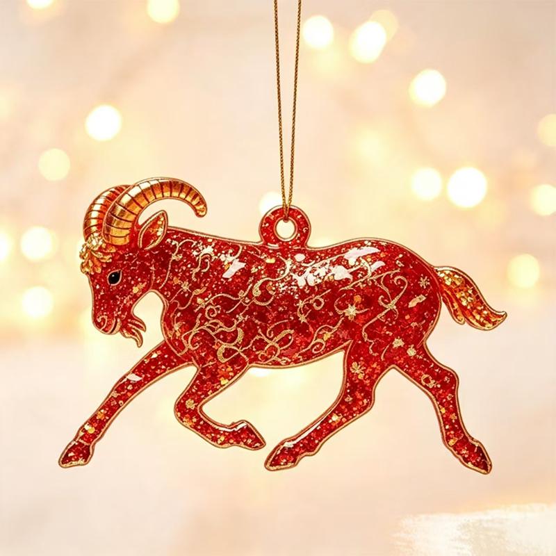 Christmas Lamb Acrylic Hanging Ornament 1PC Flat Cute Sheep Pendant for Xmas Tree Home Winter Holiday Party Decoration
