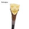 Yellow Resin Wolf Head Tree Root Walking Cane Fashion Decorative Steel Stick Gentleman Elegant Cosplay Cane Knob Crosier 94cm