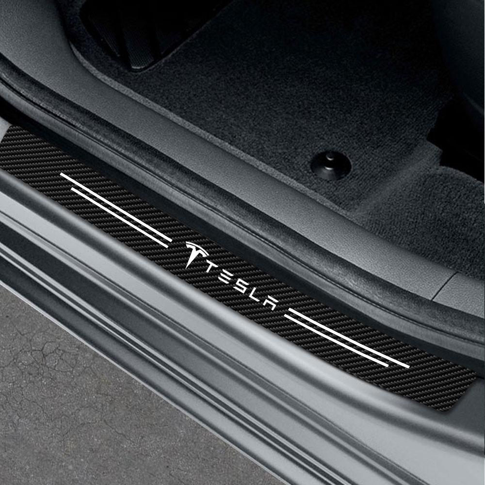 DXWZK1 Car Door Sill Sticker Anti Scratch Protection Film Auto AccessoriesFor Tesla Model 3 Model S Model X Model Y Space X Roadster