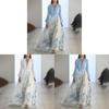 Euro Female Long Sleeve V Neck Spliced Print Chiffon Maxi Dress For Casual Streetwear
