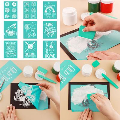 Schablon för screentryck Återanvändbar Jultomte Självhäftande Silk Screen Printing Lera Stämpel DIY Tygmålning T-shirt
