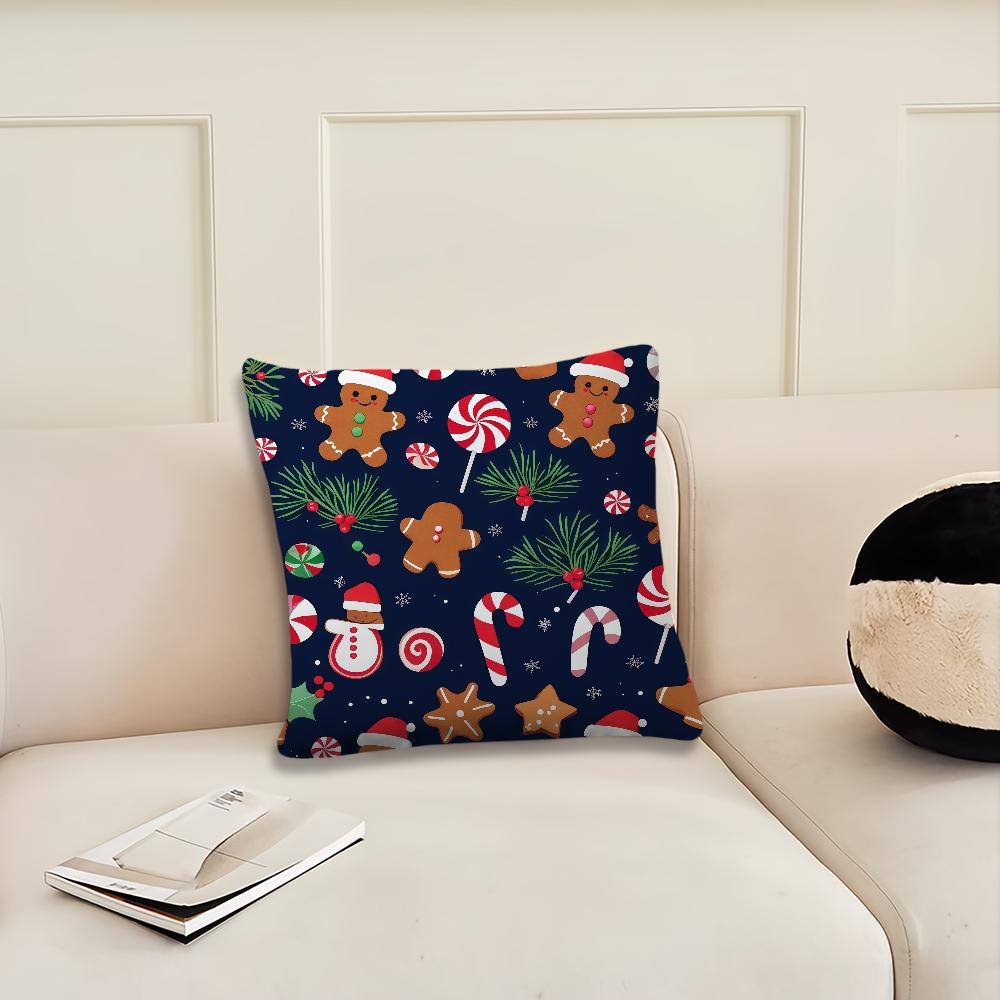 Christmas Cartoon Gingerbread Man Cushion Cover Pillow Cover Decoration Room Home Sofa Living Office Car Nordic Simplicity