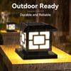 CANMEIJIA Solar Column Headlight 001 Black 20cm Central Pattern Four-color Variable Light Remote Control Timing Led Garden Light