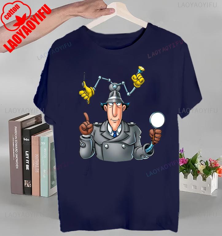 Koszulka z nadrukiem Animowany Inspektor Gadżet Topy Animowany Inspektor Gadżet T-shirt Krótki rękaw Okrągły dekolt