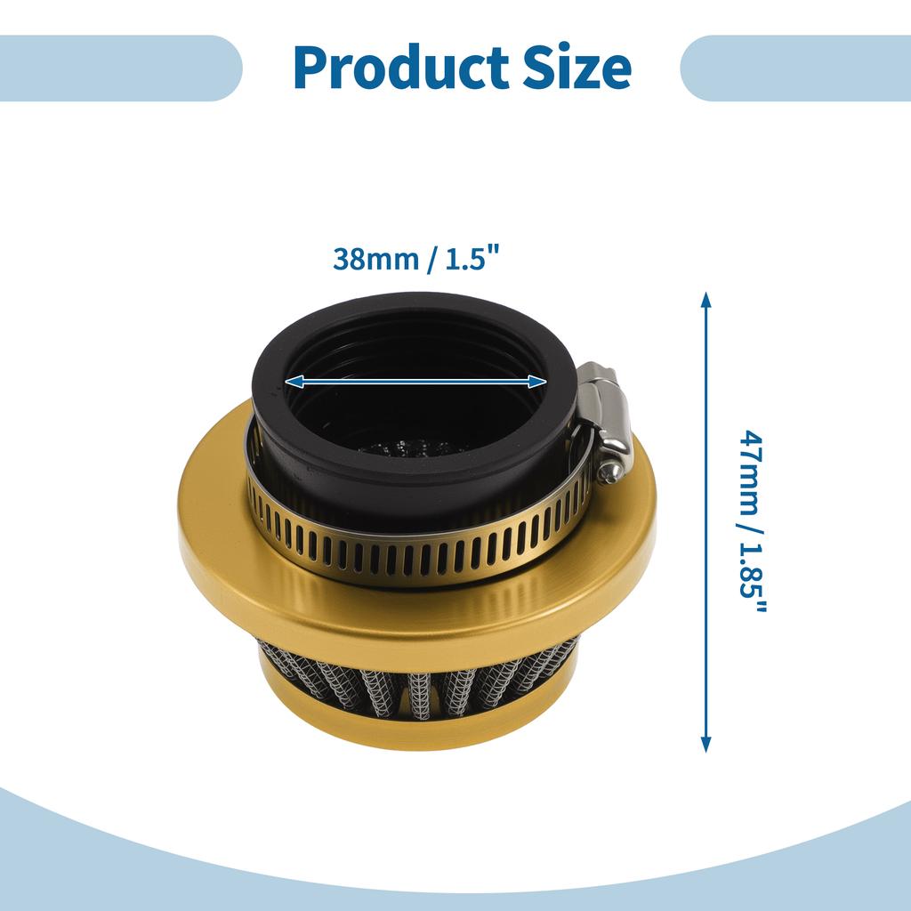 Motoforti Motorcycle Air Filter Air Intake Cleaner Mesh Rubber Metal Air Filter Replacement for Dirt Pit Bike ATV Scooter Moped
