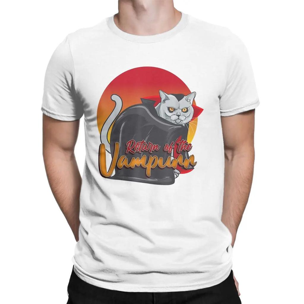 Men's Return Of The Vampurr Cat Vampire T Shirt Halloween Funny Cotton Clothes Short Sleeve Crewneck Tee Shirt New T-Shirts