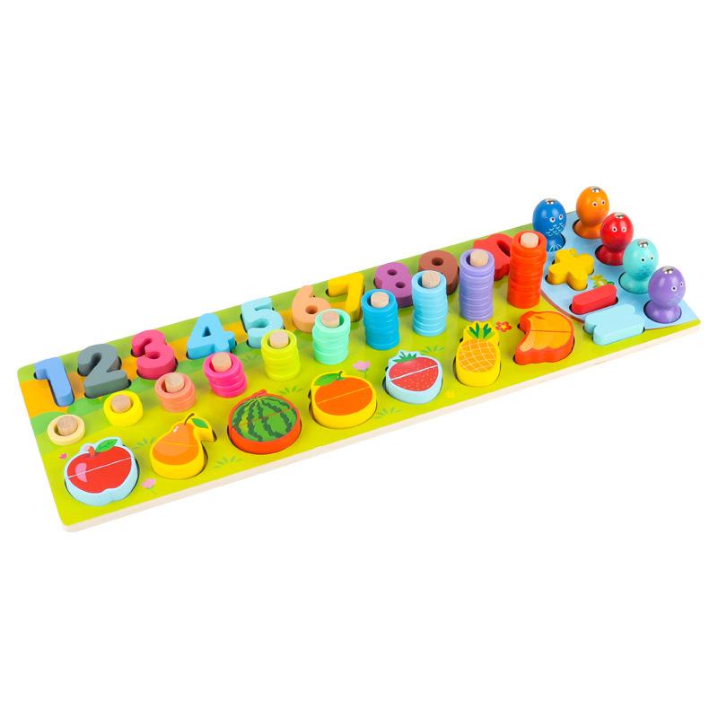 Children'S Wooden Fruit Logarithmic Board Digital Pairing Fruit Cutting Music Early Education Puzzle Parent-Child Toys