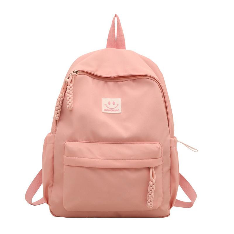Smiling Pattern Face Solid Color Backpack Oxford Schoolbag For Daily Use Fashion