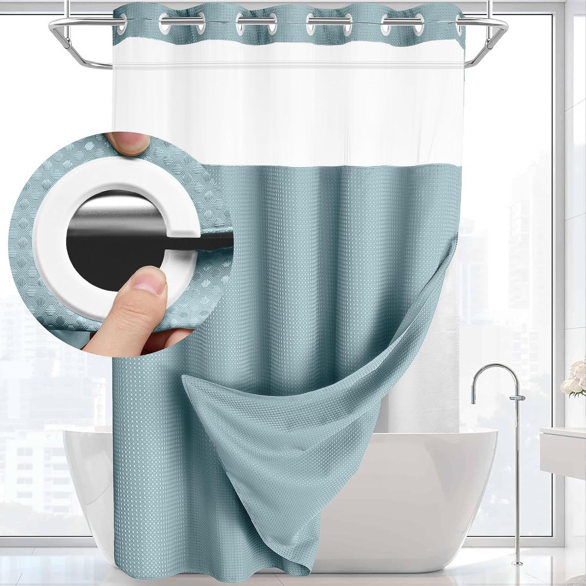 No Hook Shower Curtain with Snap