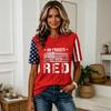 Women Casual Short Sleeve T Shirt Crew Neck Letter Print Top Stars and Stripes Sleeve Design Comfortable Fit